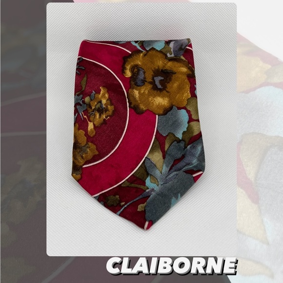 EUC Vintage Claiborne Floral Pattern Tie - Picture 1 of 8
